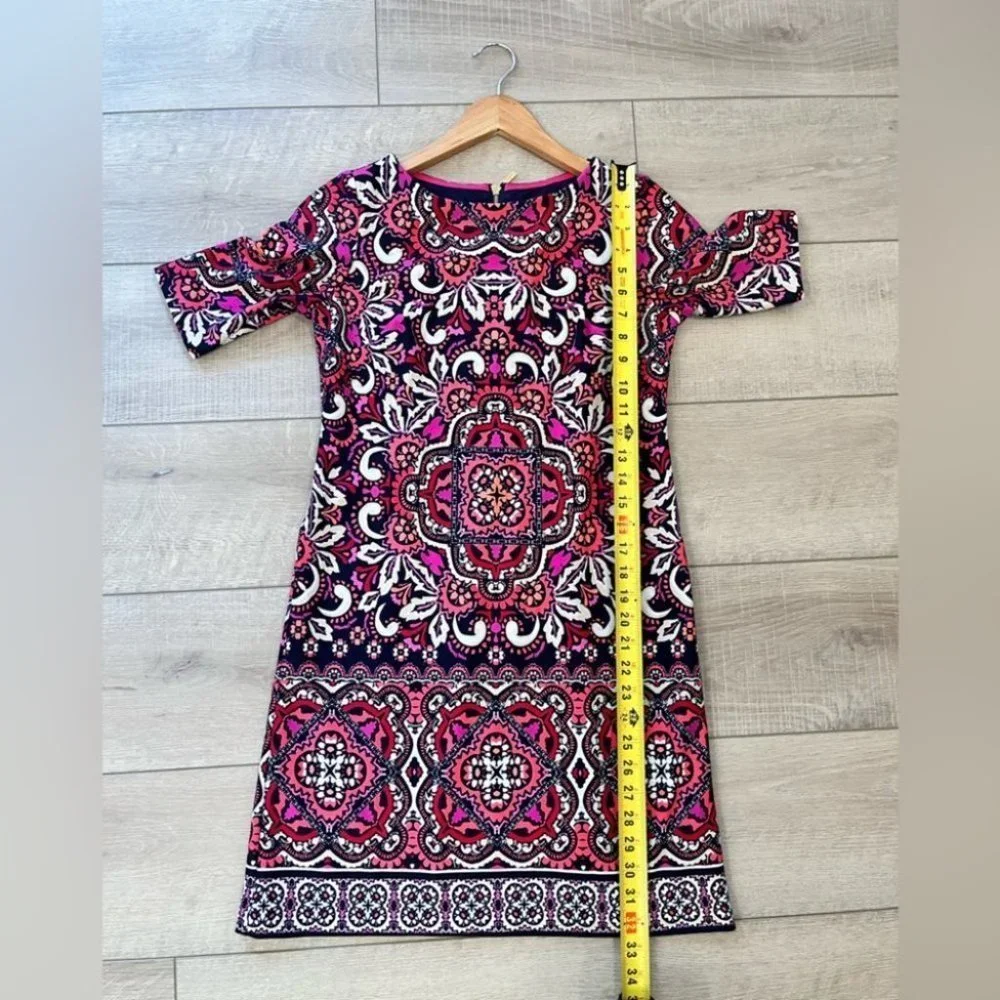 ELIZA J vibrant damask print sheath mini dress with back zipper size 2 petite - Picture 11 of 11
